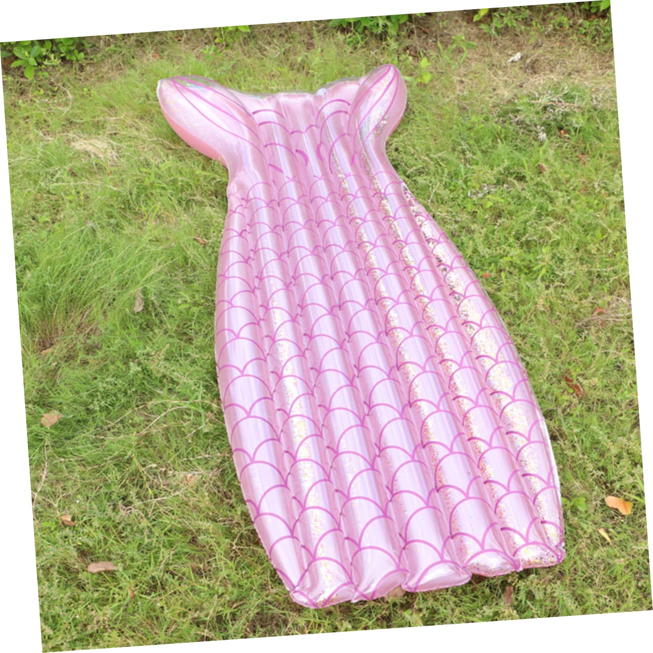 BESPORTBLE Materassino Gonfiabile a Coda di Pesce in Pvc per Piscina e Spiaggia, Leggero e Portatile Dettagli Luminosi per Vacanze e Fotografia