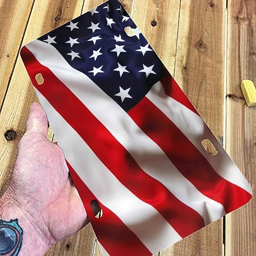 Miniatura 5 de Placa de matrícula de aluminio con bandera patriótica de Estados Unidos, divertida placa de metal para automóvil de 6 x 12 pulgadas, cubierta de