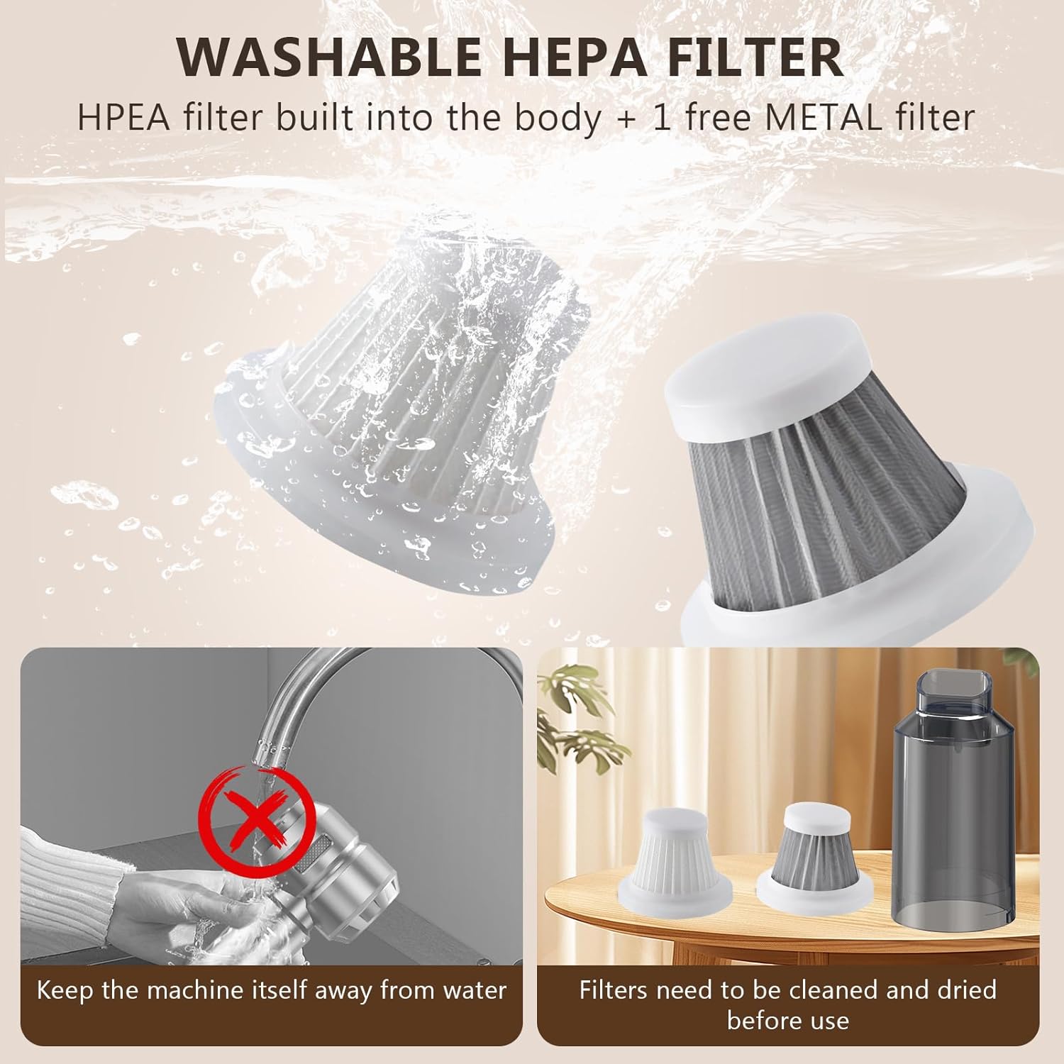 Handheld Vacuum Cordless, Car Vacuum Cleaner with 22000PA Brushless Motor, 4-in-1 Portable for Car Home, Vacuum & Blower, Inflator, HEPA, Pet Brush, LED Light, Type-C (Purple) - Image 5