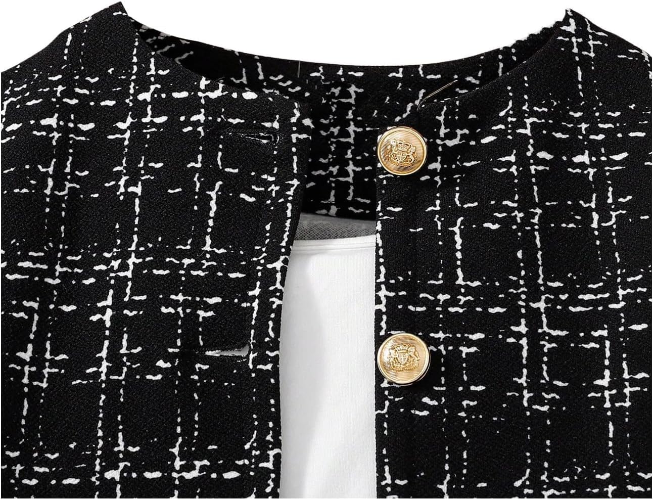 WDIRARA Girl's 2 Piece Outfits Plaid Half Sleeve Jacket and Ruffle Mini Skirt Set - Image 4