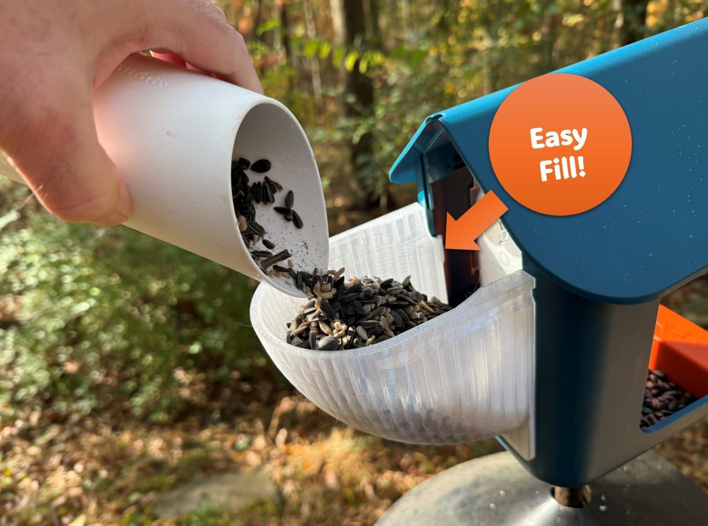 XL Seed Hopper Extender Compatible with Bird Buddy Smart Feeder: Doubles Capacity (Translucent White)