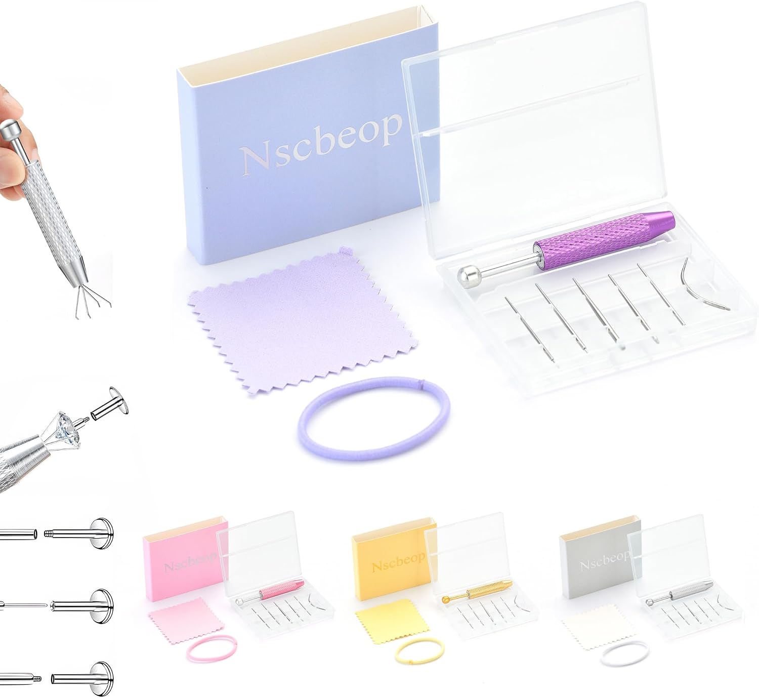 Piercing Taper Ball Grabber Tool for Changing Jewelry – 16G 18G Stainless Steel Flat Back Earring Applicator Tool, for Ear Nose Lip Jewelry with Storage Case