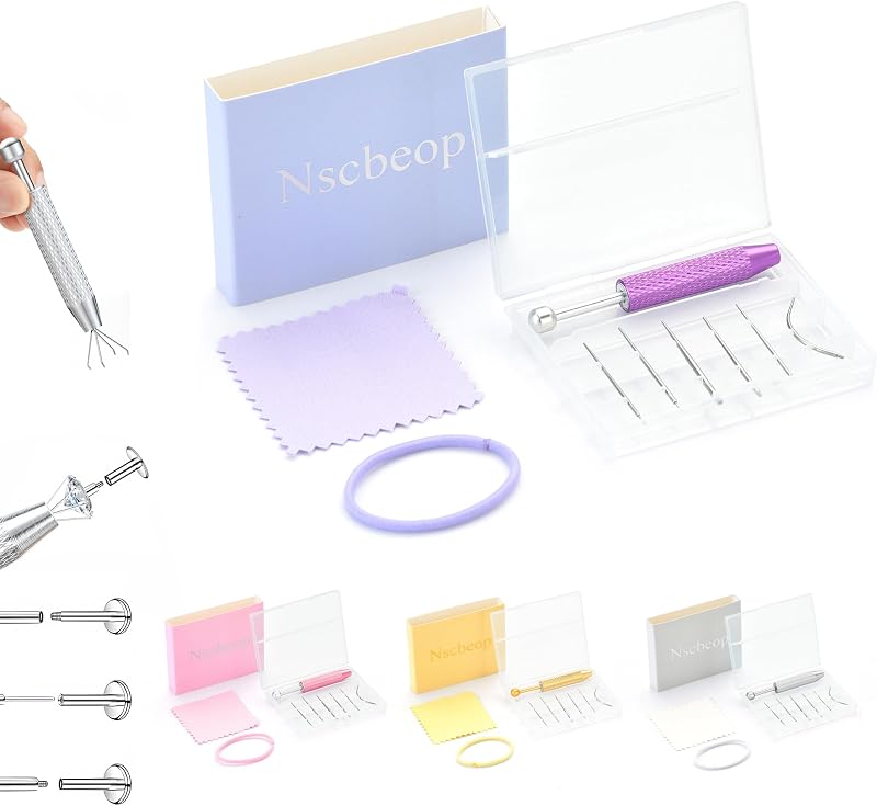 Kit de ferramentas Nscbeop para troca de joias de piercing 16G e 18G em aço inoxidável, com estojo