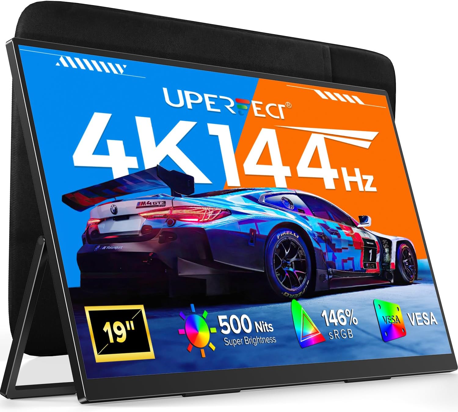 UPERFECT Portable Monitor 4K 144Hz QLED, 19" UHD 3840×2160 Gaming Monitor: image 1 of 8