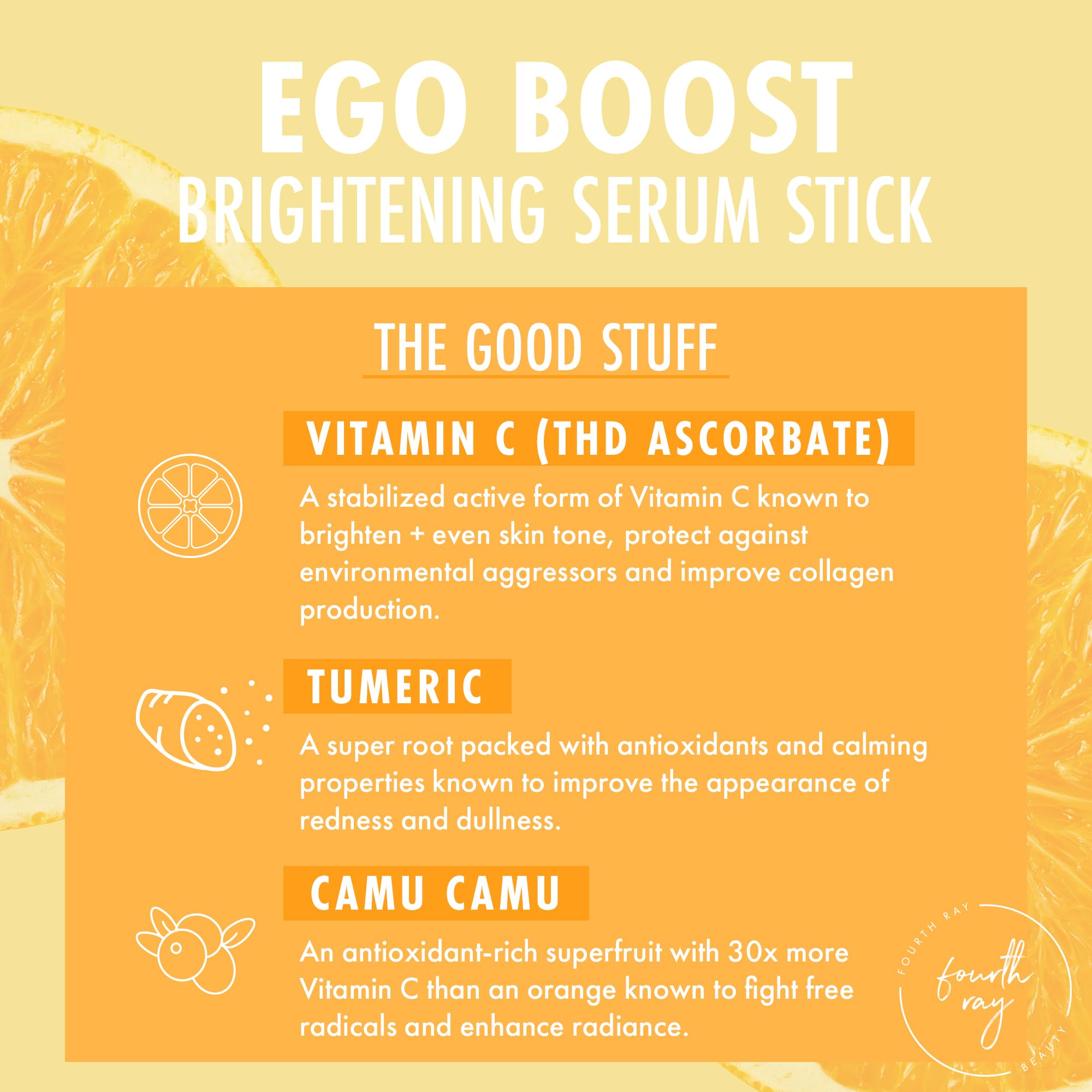 ColourPop Brightening Vitamin C Serum Stick - Face & Under Eye Balm Stick for Glowy Summer Makeup Prep - Enriched with Turmeric to Help Approve the Appearance of Redness - Ego Boost (0.25 oz)