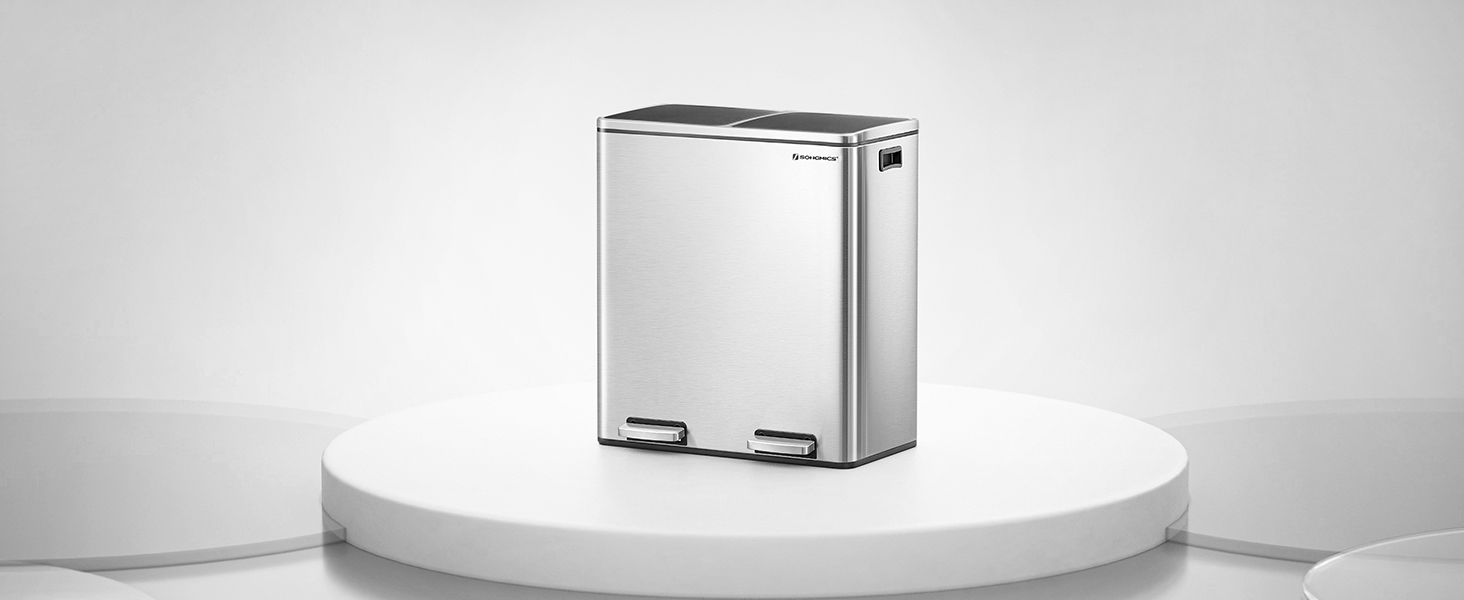 Amazon｜SONGMICS ゴミ箱 ダストボックス 2分別 ゴミ袋付き ペダル式 