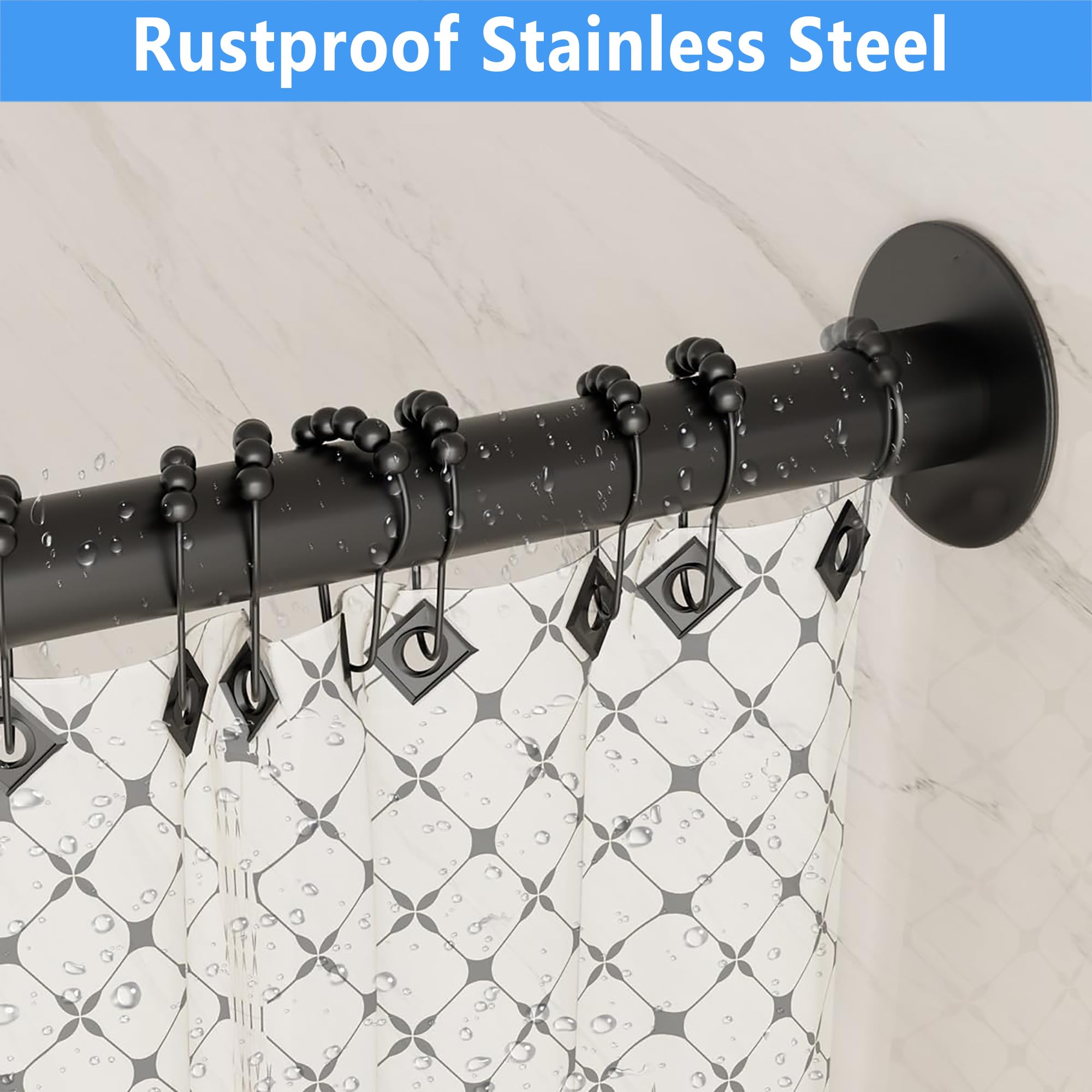 Bastone Tenda Doccia Angolare A Pressione A Forma Di L, Asta per tenda da doccia regolabile e curva in Acciaio Inossidabile, Per Bagno e Spogliatoio (Dimensioni: A 70-95 Cm X 70-95 Cm, Colore: Nero)