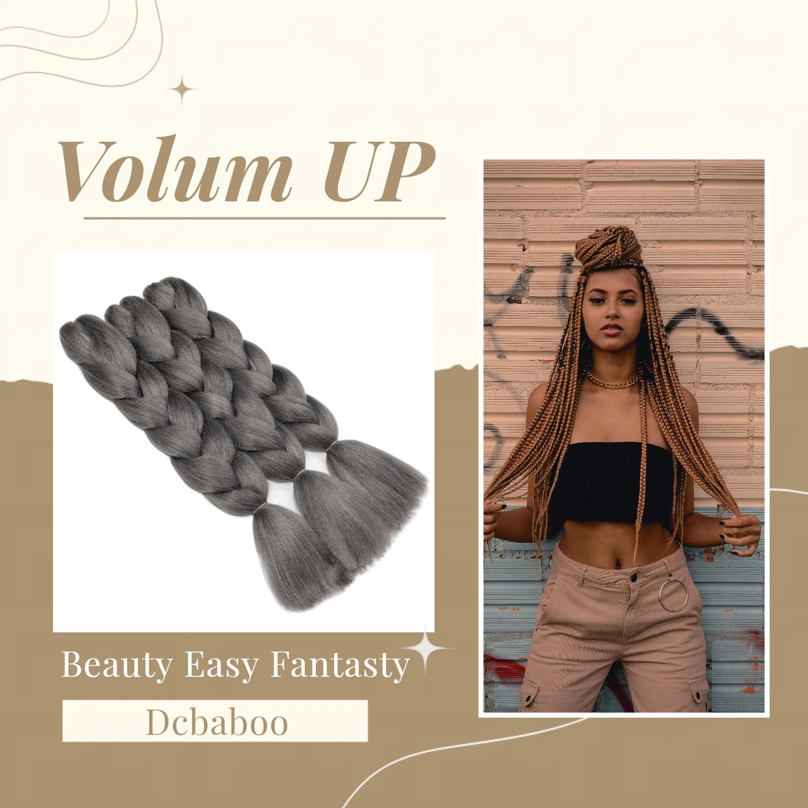 Dcbaboo Braids Extensions Synthetic Hair for Braiding 3 Pack 24 Inch Ombre Jumbo Braiding Hair Kanekalon Hair Extensions Braids Afro Crochet Box Braids Hair for Braids 300 g - Image 3
