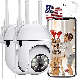 KUNTLEY Outdoor Security Cameras, 2.4GHz & 5G WiFi Cameras for Home Security, 1080P Dome Surveillance Cameras 360Â° View,2-Way Audio, Security Camera with Motion Detection (2PC)
