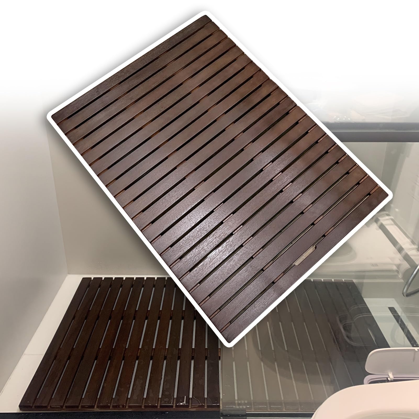 Tappetino da doccia ecologico in legno, antiscivolo, impermeabile, per vasca da bagno e spa, accessorio per il bagno per un'esperienza di benessere a casa di alta qualità