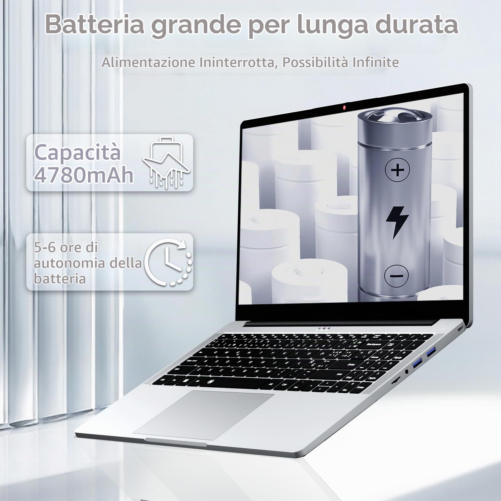 15,6 Pollici Portatile PC Ryzen 5 7430U (4.3GHz) Processore 32GB RAM 1TB SSD Notebook Win11 Grafica Radeon Laptop Tastiera Retroilluminata/Sblocco Tramite impronta Digitale USB 3.2 Type-C WiFi 6