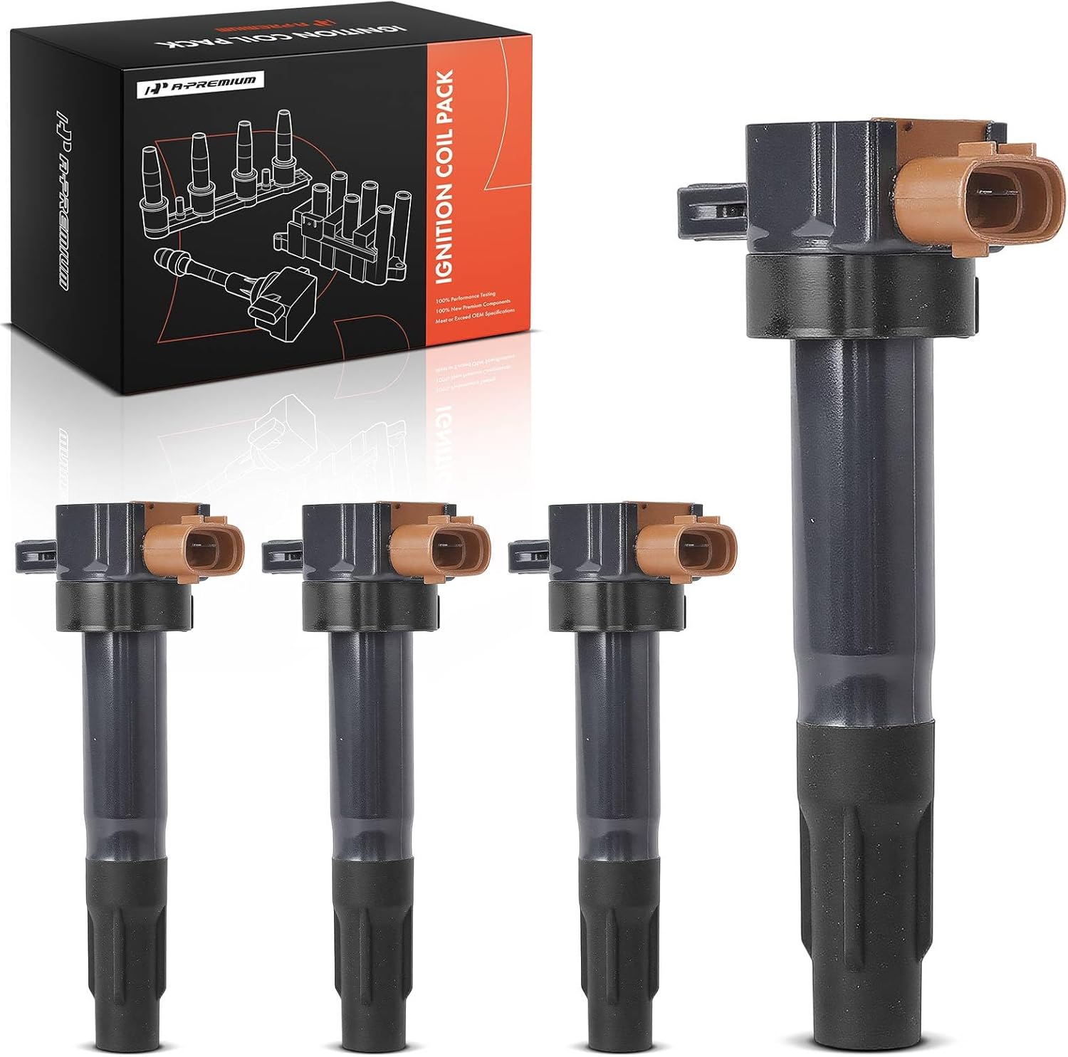 A-Premium Engine Ignition Coil Pack Compatible with Suzuki SX4 2010-2013 2.0L, Kizashi 2010-2013, Grand Vitara 2009-2013 2.4L, SX4 Crossover 2012 2.0L, 4-PC Set