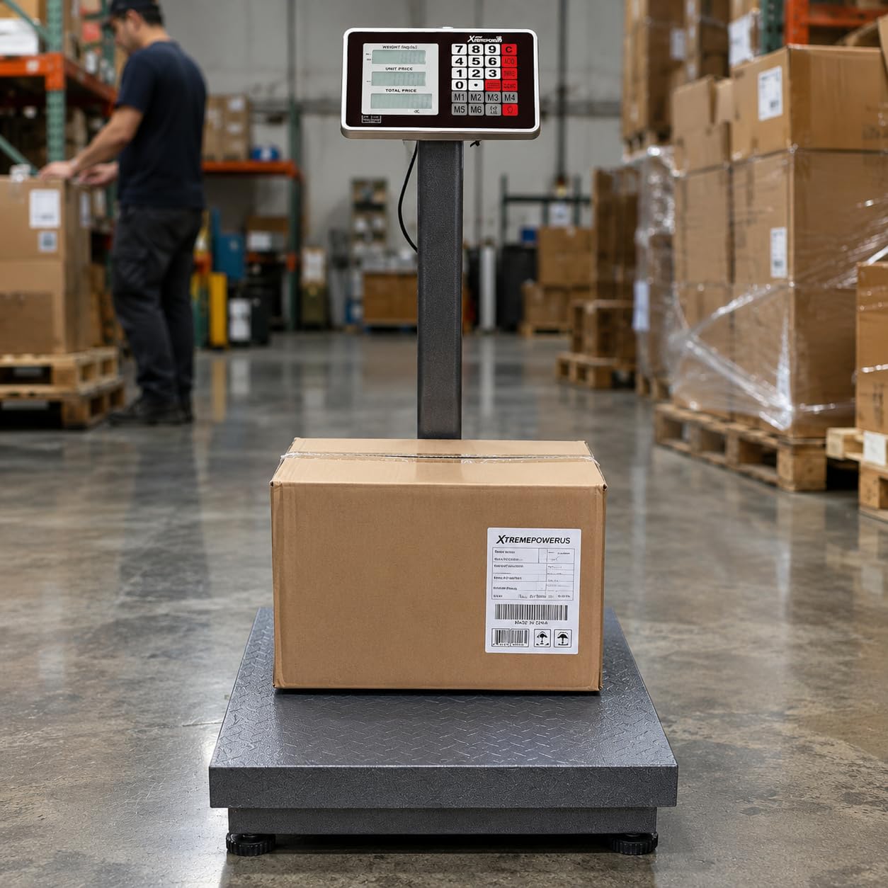 XtremepowerUS - Báscula digital de carga de 600 libras con plataforma de almacenamiento y calculadora de precio plegable