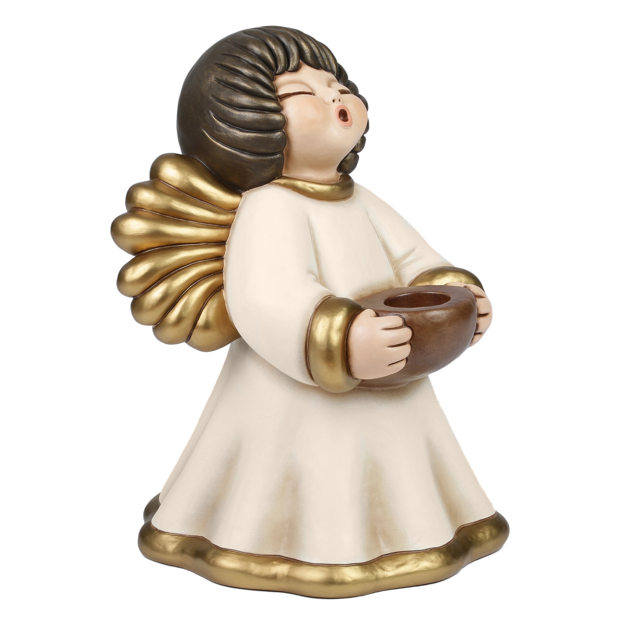 THUN, Iconico Angelo Valerie in Ceramica Decorata a Mano con Candela, Versione Maxi, Simbolo di Protezione e Amore, 52 cm h