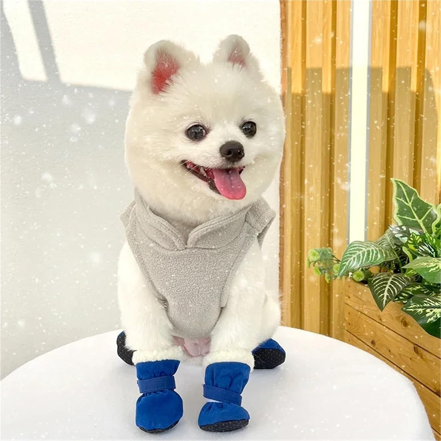 4Pcs Winter Waterproof Warm Non-Slip Snow Boots for Small Breeds Dogs Puppy Outdoor Walking Dog Socks Bootie Pet Paw Care(Pink,Size S)
