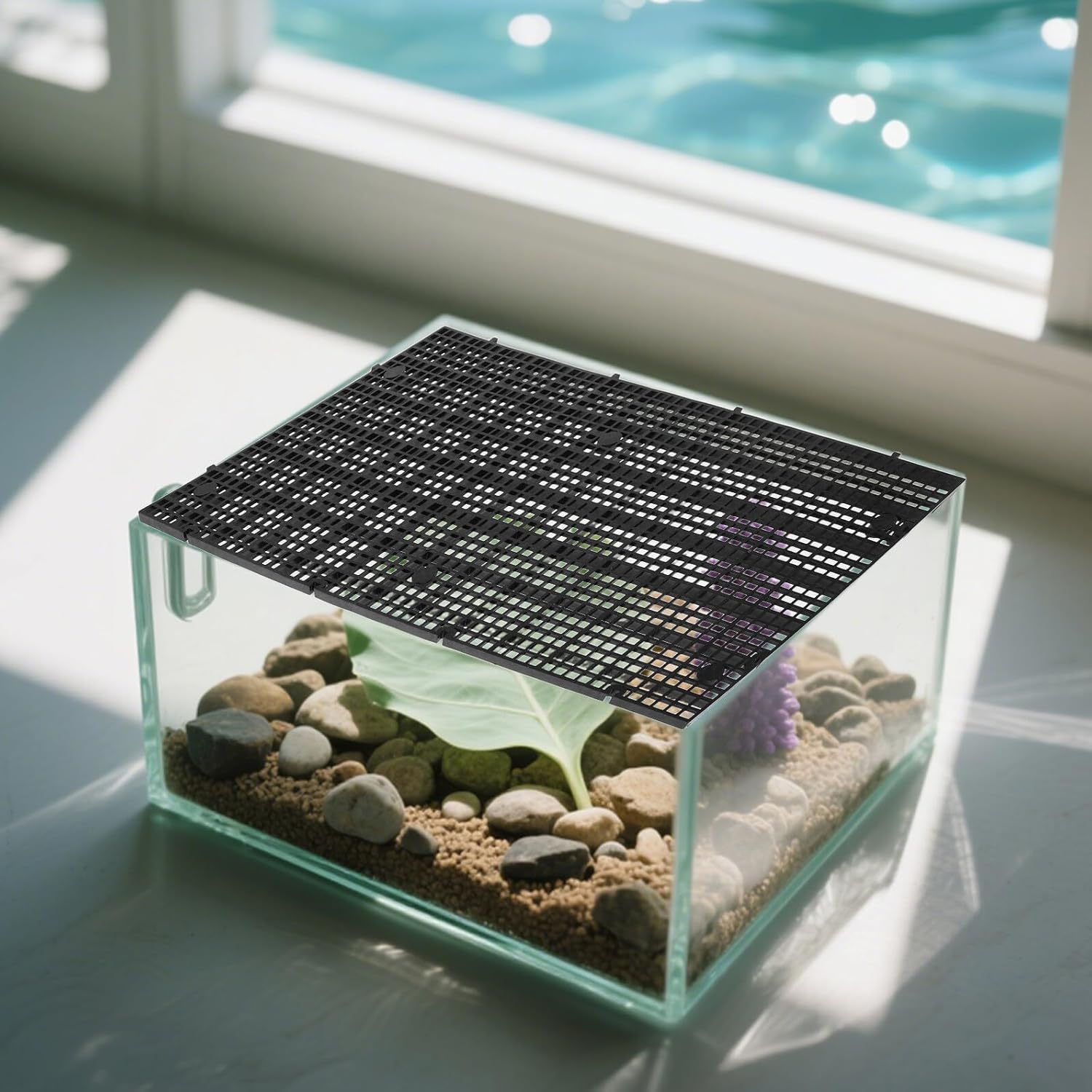 Toddmomy 10pcs Fish Tank Divider and Filter Bottom Tray, Black Plastic Egg Crate Grid Panels 30x15cm, Cuttable Aquarium Divider Mesh for Breeding and Territorial Fish Separation