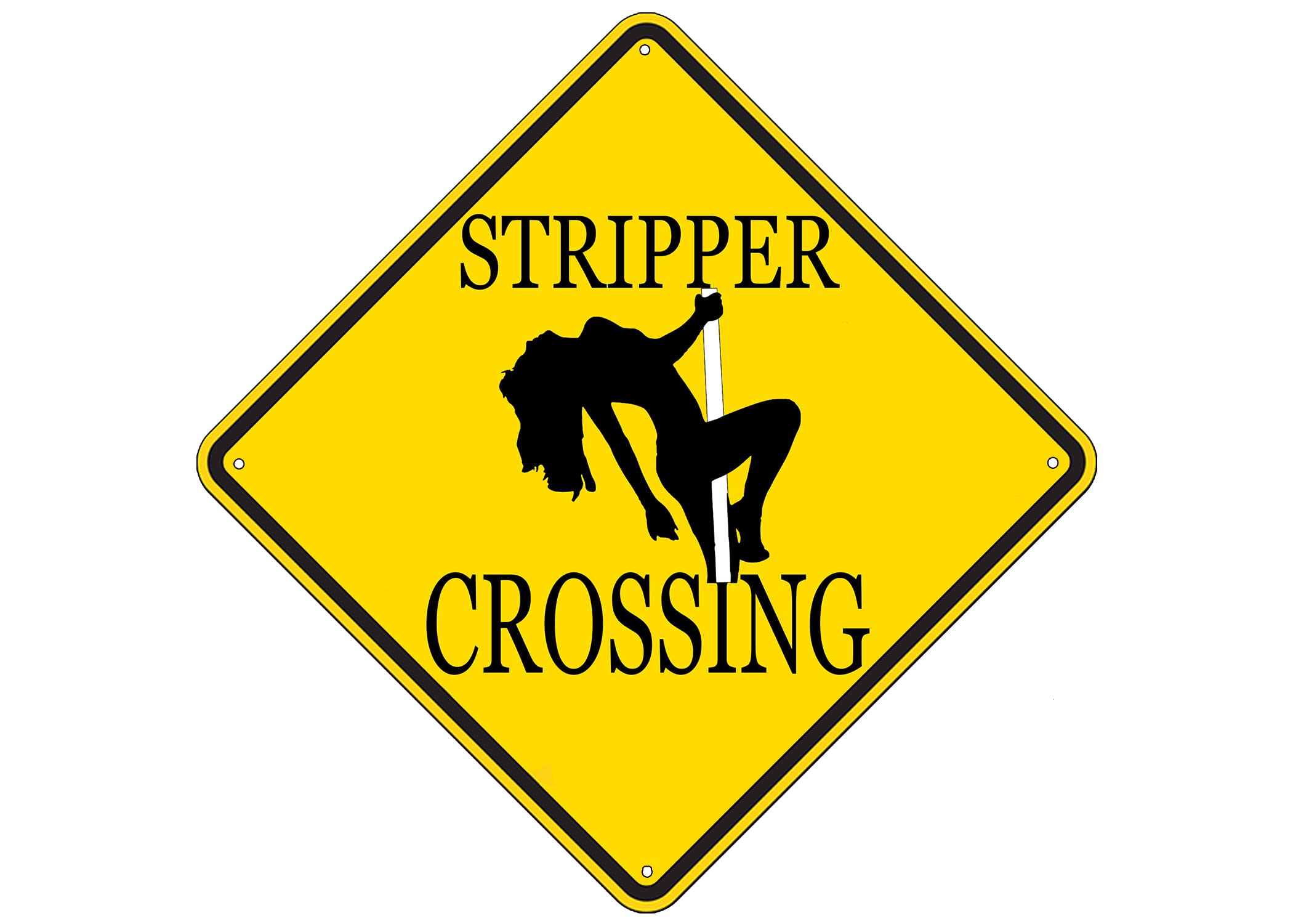 Rogue River Tactical Yellow Funny Metal Warning Stripper Crossing Xing Tin Sign Wall Décor Man Cave Bar Sexy Woman