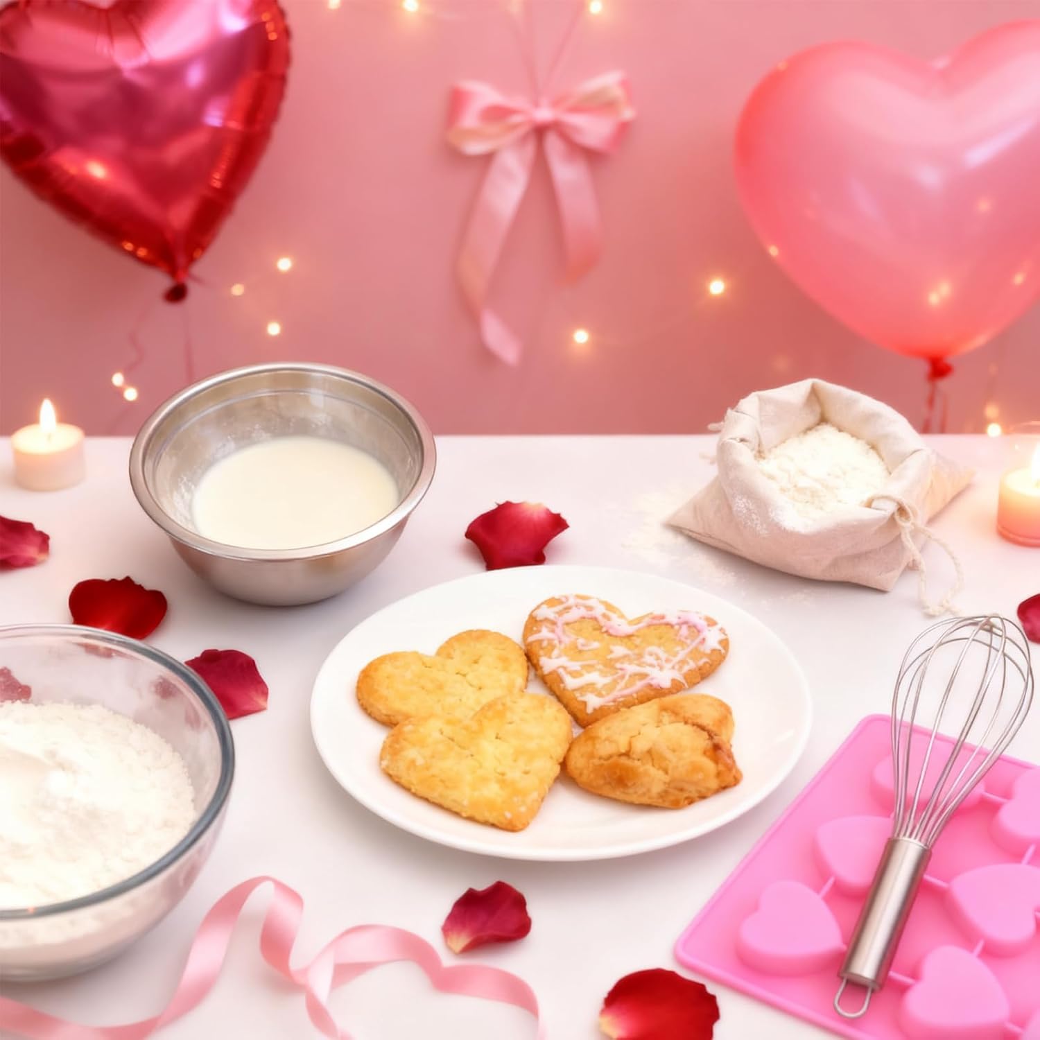 2 Pack 12 Cavity Heart Silicone Molds Set, Valentine's Day Non-Stick Rose Heart Shaped Chocolate Silicone Gummy Mold for Wedding Engagement Party Candy Making Baking Ice Cube Kitchen Decoration - Image 6