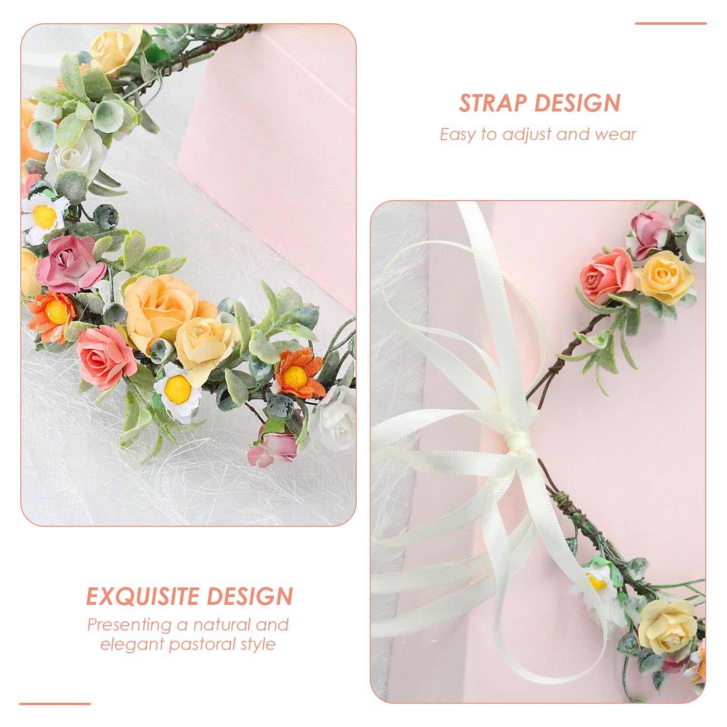 1 Pastoral Style Headband, 1 Pair Of Lace Headbands, Flower Crown Headband, Women's Flower Headband, Women's Flower Crown, Flower Headband, Flower Headdress - Image 3