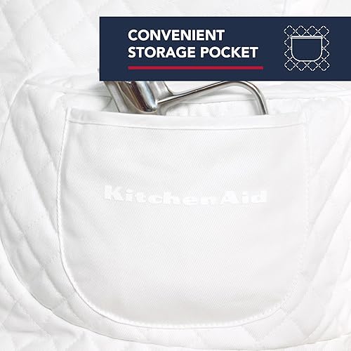 Miniatura 4 de KITCHENAID Fitted Tilt-Head Stand Mixer Cover with Storage Pocket, Quilted 100% Cotton,14.4"x18"x10", White Blanco