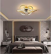HWSY Ventilador de teto dourado com iluminação led e controle remoto silenciosa invisível ventiladores de teto luzes para sala de estar quarto lustre lâmpada, 55 * 19 cm interessante