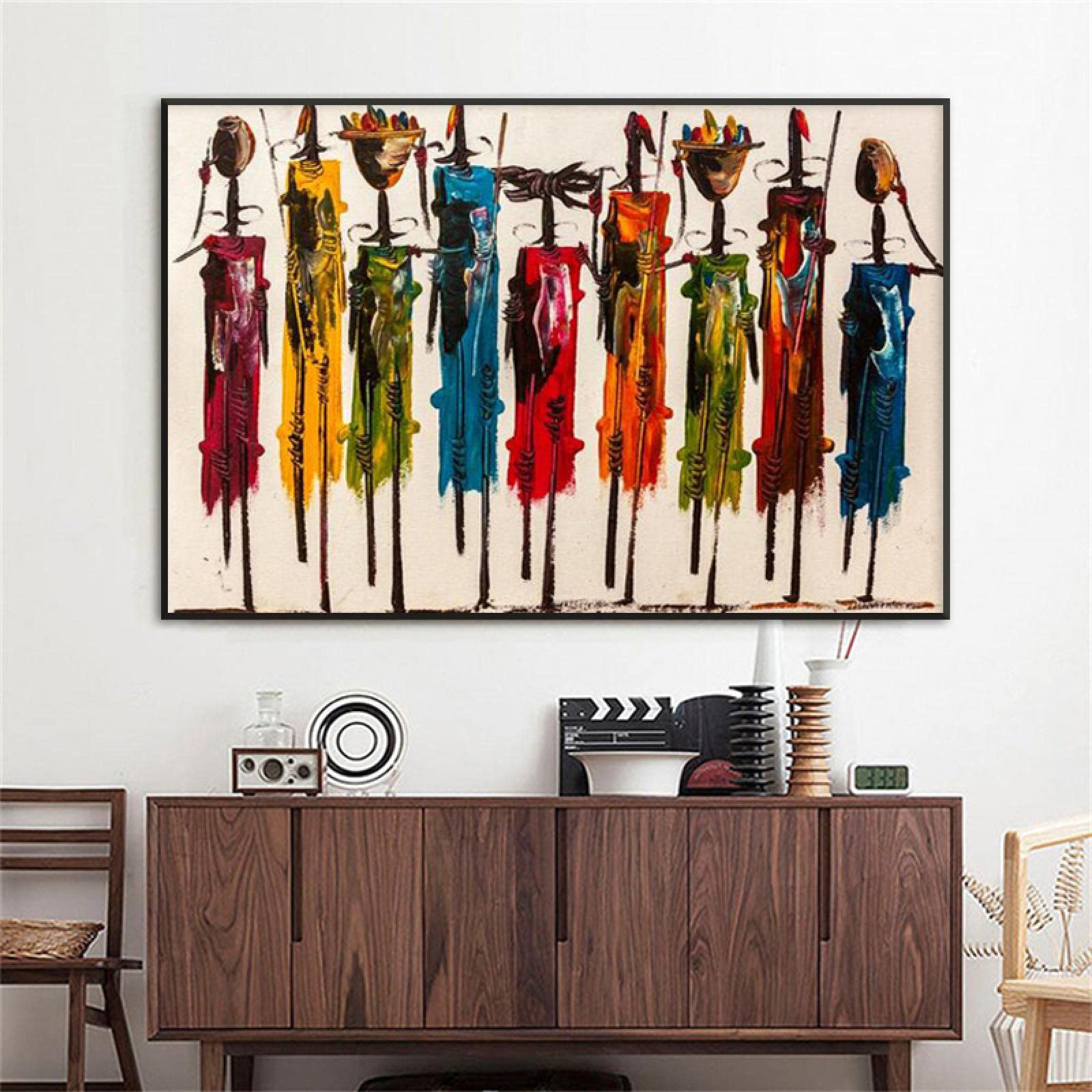 NCHEOI Pinturas de Arte de Pared Africanas - Mujer Negra Pop Étnico - Lienzos y Carteles para Dormitorio - Decoración del Hogar - 70x100cm Sin Marco