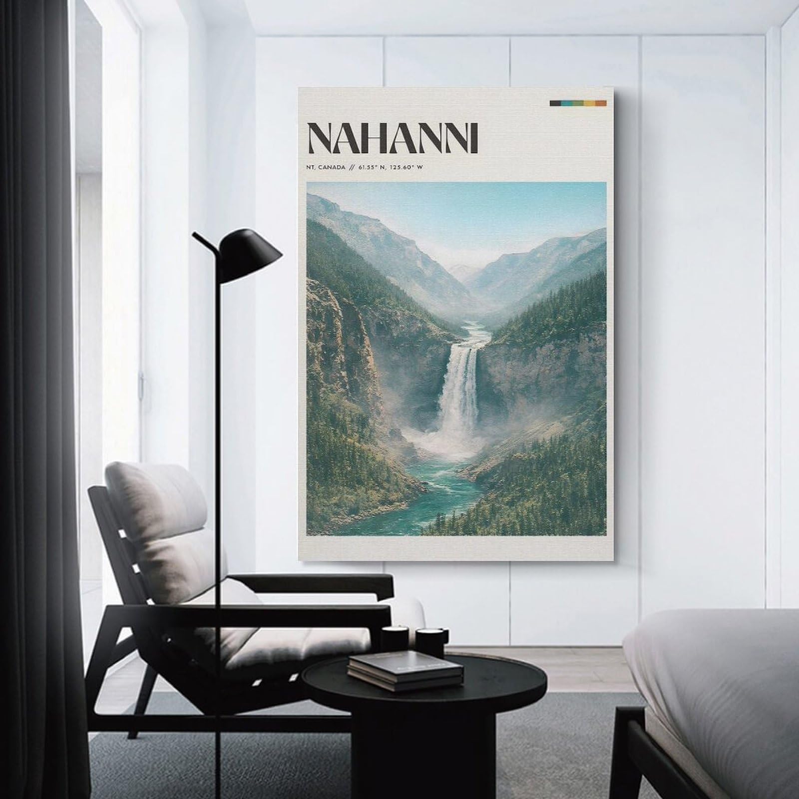 Junmoney Nahanni Waterfall Home Decor Wall Art, 20x30inch(50x75cm), for Apartment Walls, Studios Or Work Areas, Wall Decor with Flexible Room Appeal
