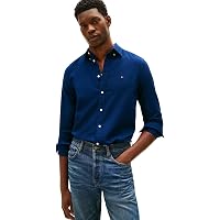 Tommy Hilfiger Uomo Camicia Dobby Shirt Slim Fit, Blu (Carbon Navy)