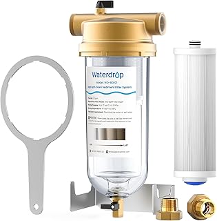 Waterdrop Mega Spin Down Sediment Filter, Reusable Whole House Water Filter System with Larger Capacity, 2 in 1 Dual 100+5...