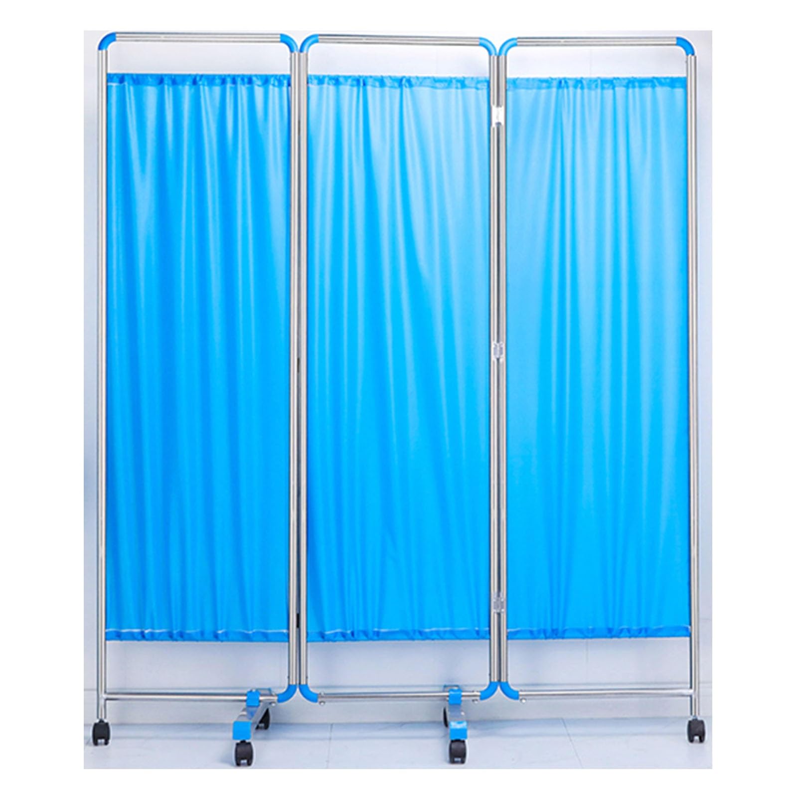 Mobile Medical Privacy Screen,6Ft Folding Privacy Screen,3/4/5/6Panels Portable Room Divider with Wheels for Clinic Hospital Ward Beauty Salon (Color : Blue, Size : 3-Panel)