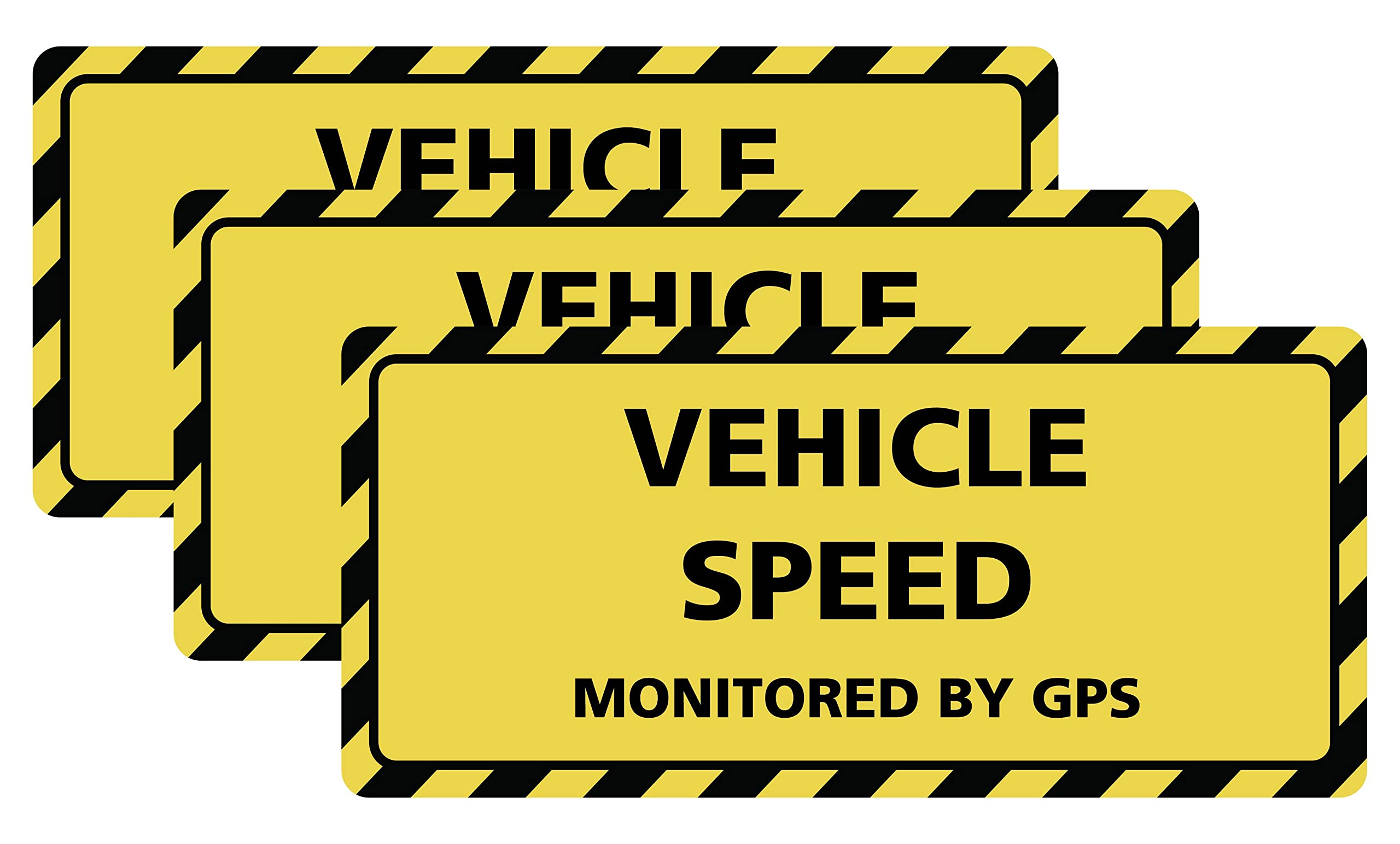 Vehicle Speed Monitored by GPS Bumper Sticker 3 Pack by DCM Solutions (Yellow)