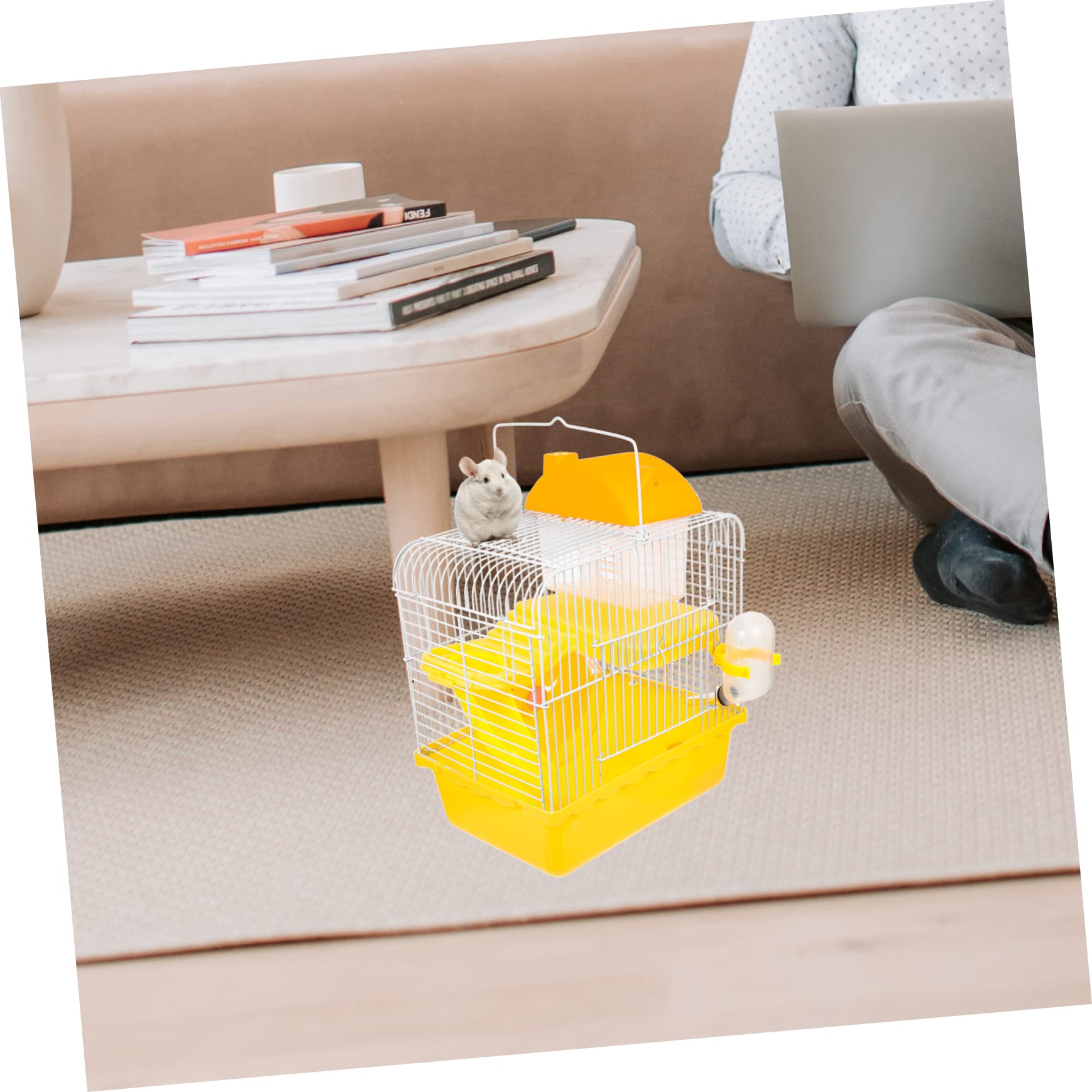 Dekoratives Hamsterhaus mit Großem Raum, Kunststoff, Orange | Privates Zimmer, für Hamster und Kleintiere, Zubehör für Käfige, Kompaktes Haustierhaus