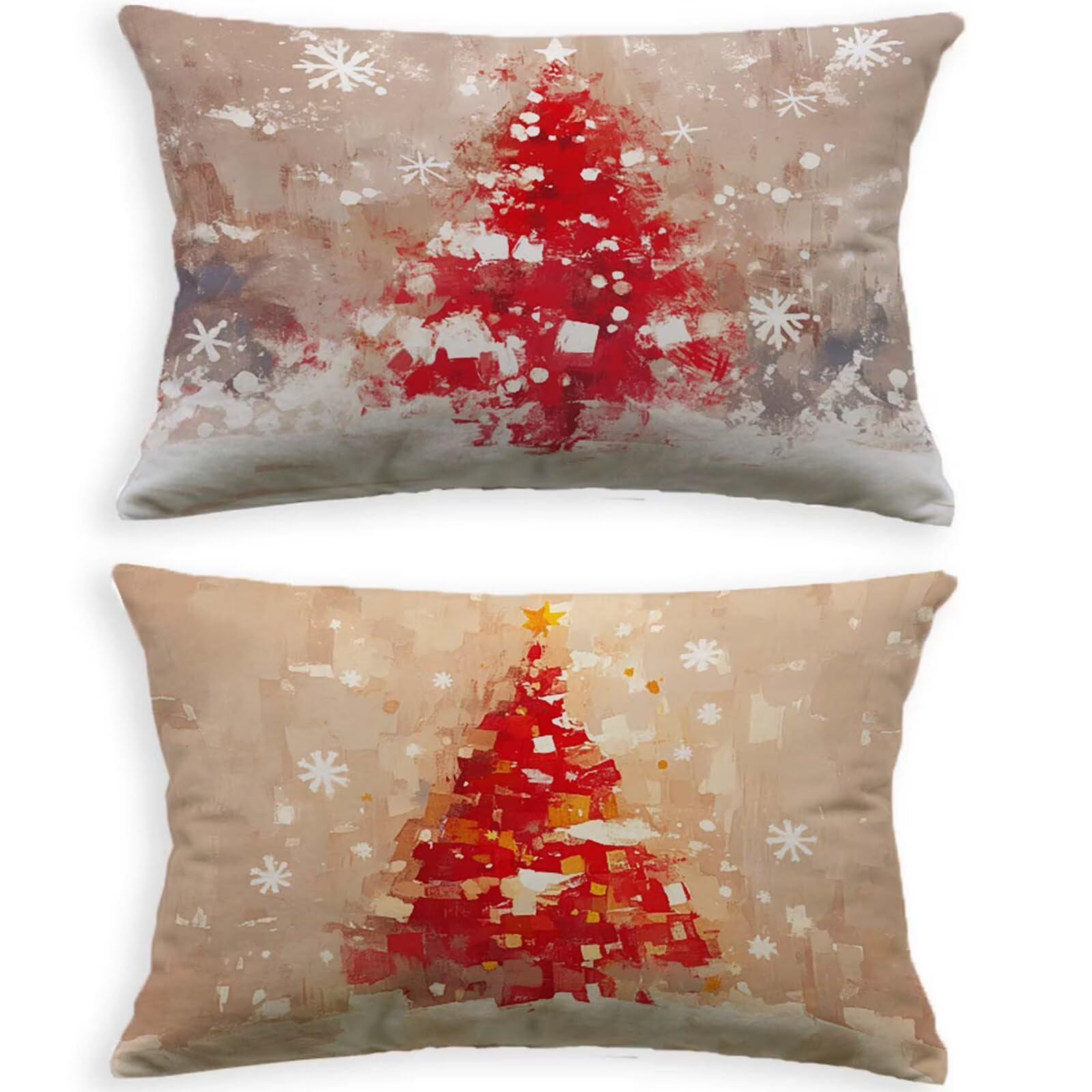 Taie oreiller 60x90cm en velours rouge haut de gamme motif Arbre de Noël O-293B