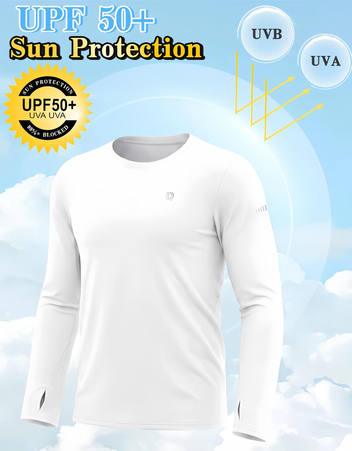 DAXIANG Men's UPF 50+ Sun Protection Long Sleeve Rash Guard UV Hiking Running Athletic Fishing Quick Dry Lightweight T-Shirt