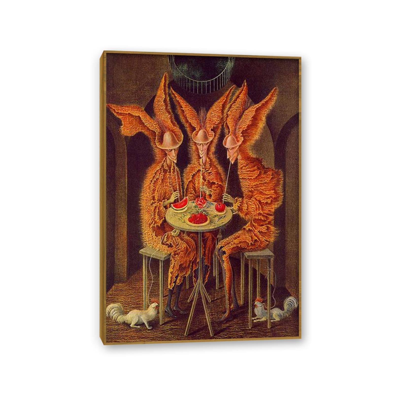 MYCGGDGH Remedios Varo Canvas Wall Art Reproductions of Famous Paintings Vegeta Vampires Posters Remedios Varo Print Wall Decor for Living Room Bedroom Home Decor 85x60cm(33x24in) Teak frame