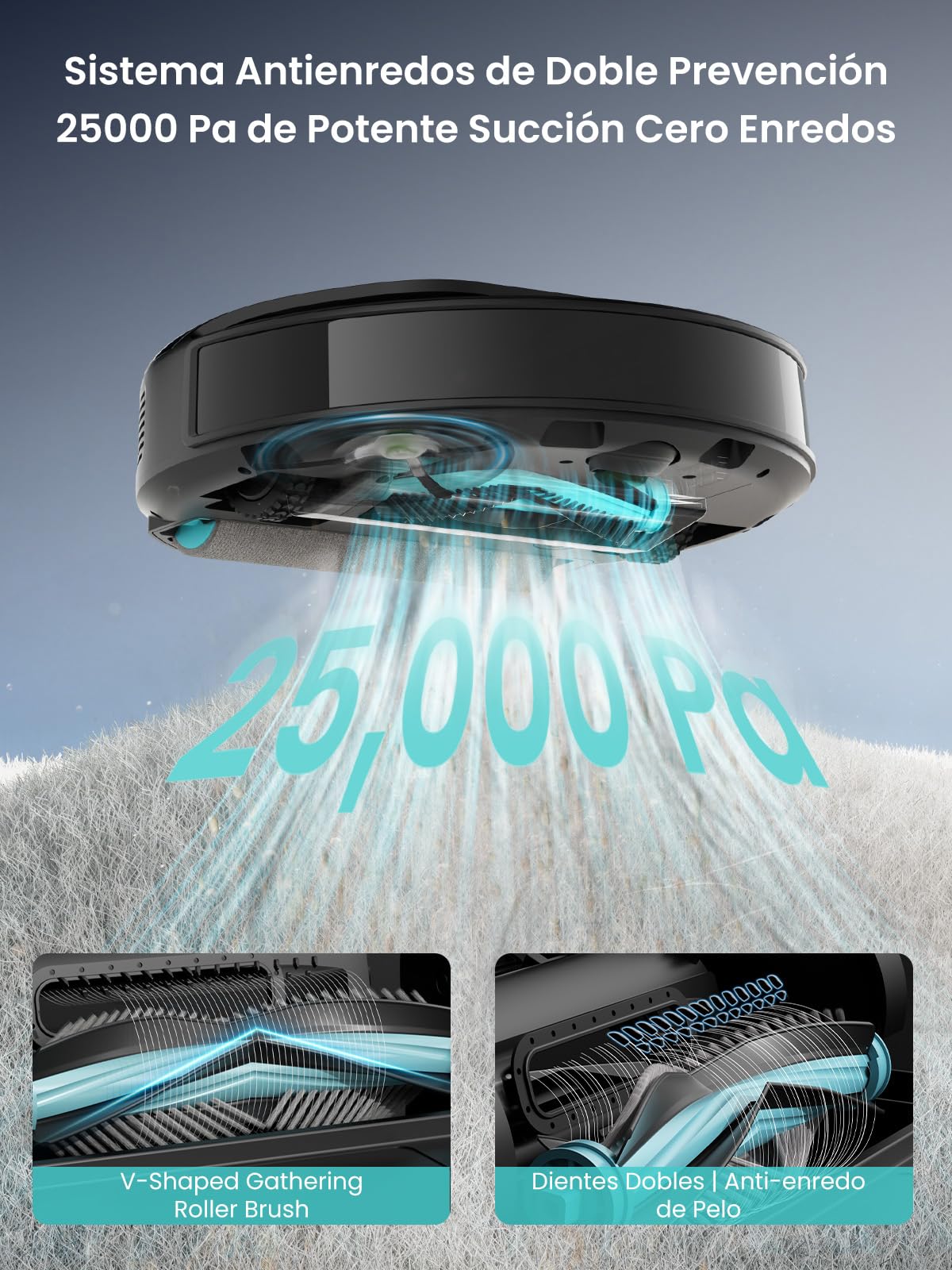 Lefant M5 MAX Robot Aspirador y Fregasuelos con Base de Autovaciado | 25000 Pa, 120 Días Autolimpieza, Autovaciado 3,2L, Lavado 80℃, Navegación Láser dToF, 2,4 y 5G WiFi/App/Alexa