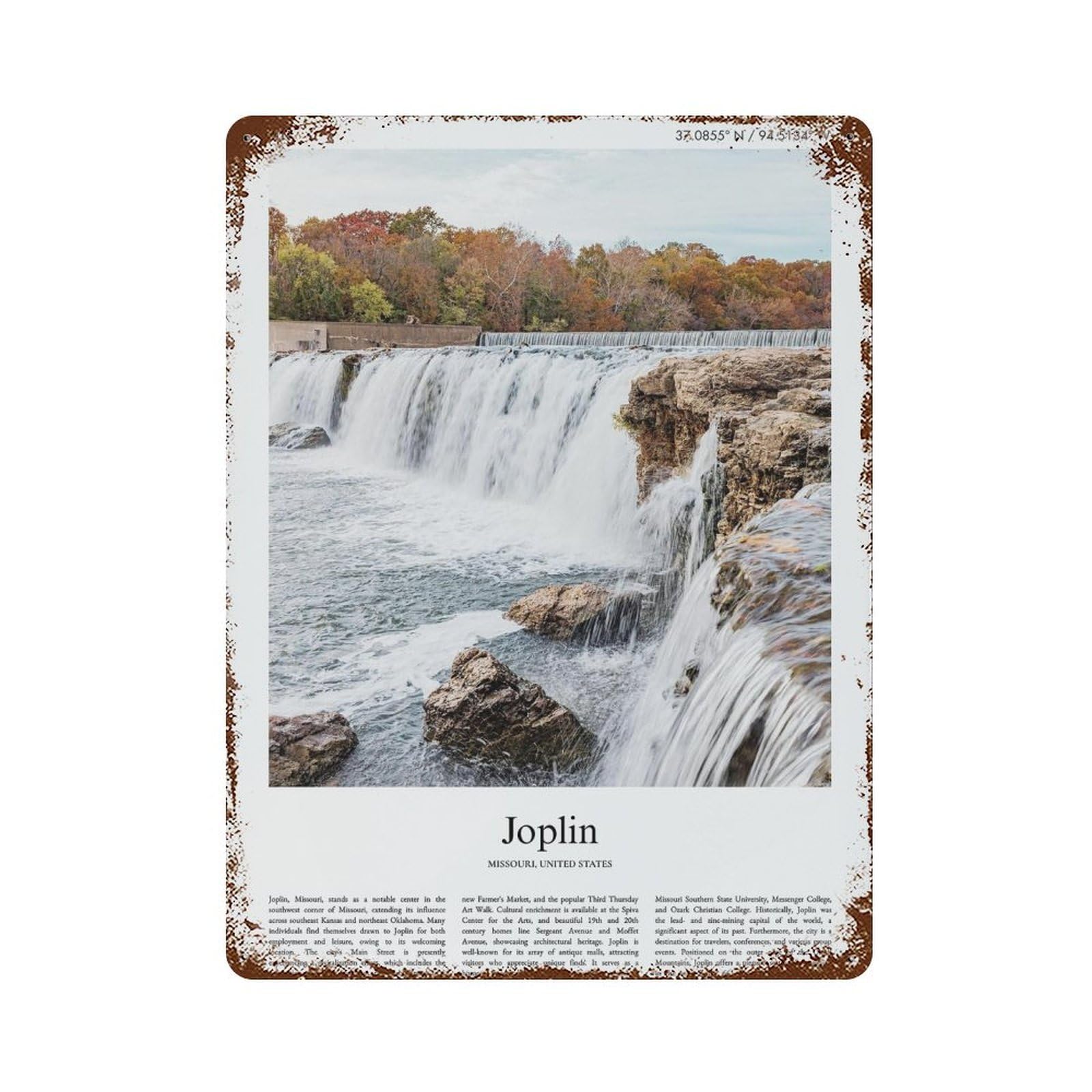 xiaoxiaoshen Joplin Missouri, United States, USA City Scenery Wall Decor Art Metal Tin Poster Modern Home Decor Art Home Bar Shop Decorations Vintage Sign 40x30cm