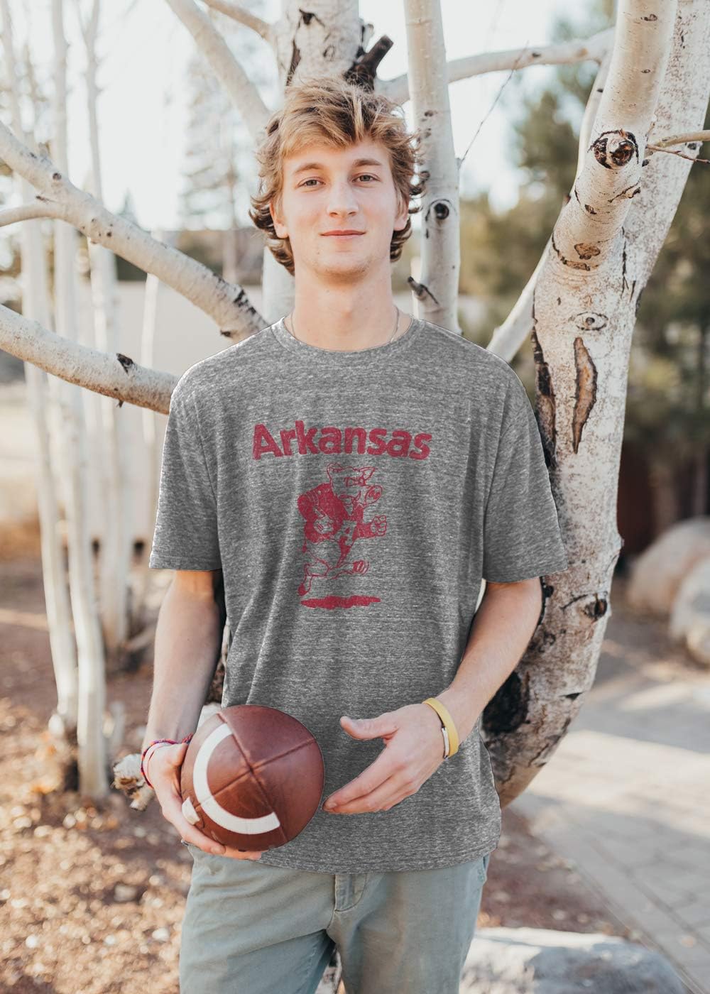 Reserve Collection by Blue 84 NCAA Arkansas Razorbacks Men's Vintage Tri-Blend Vault T Shirt, Arkansas Razorbacks Heather, X-Large - Image 2