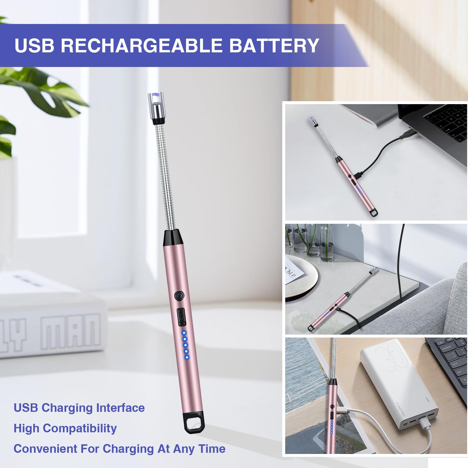 2 Briquets électriques rechargeables USB – Sans flamme, pratiques pour barbecue, cuisinière, camping et cheminée - Couleur aléatoire