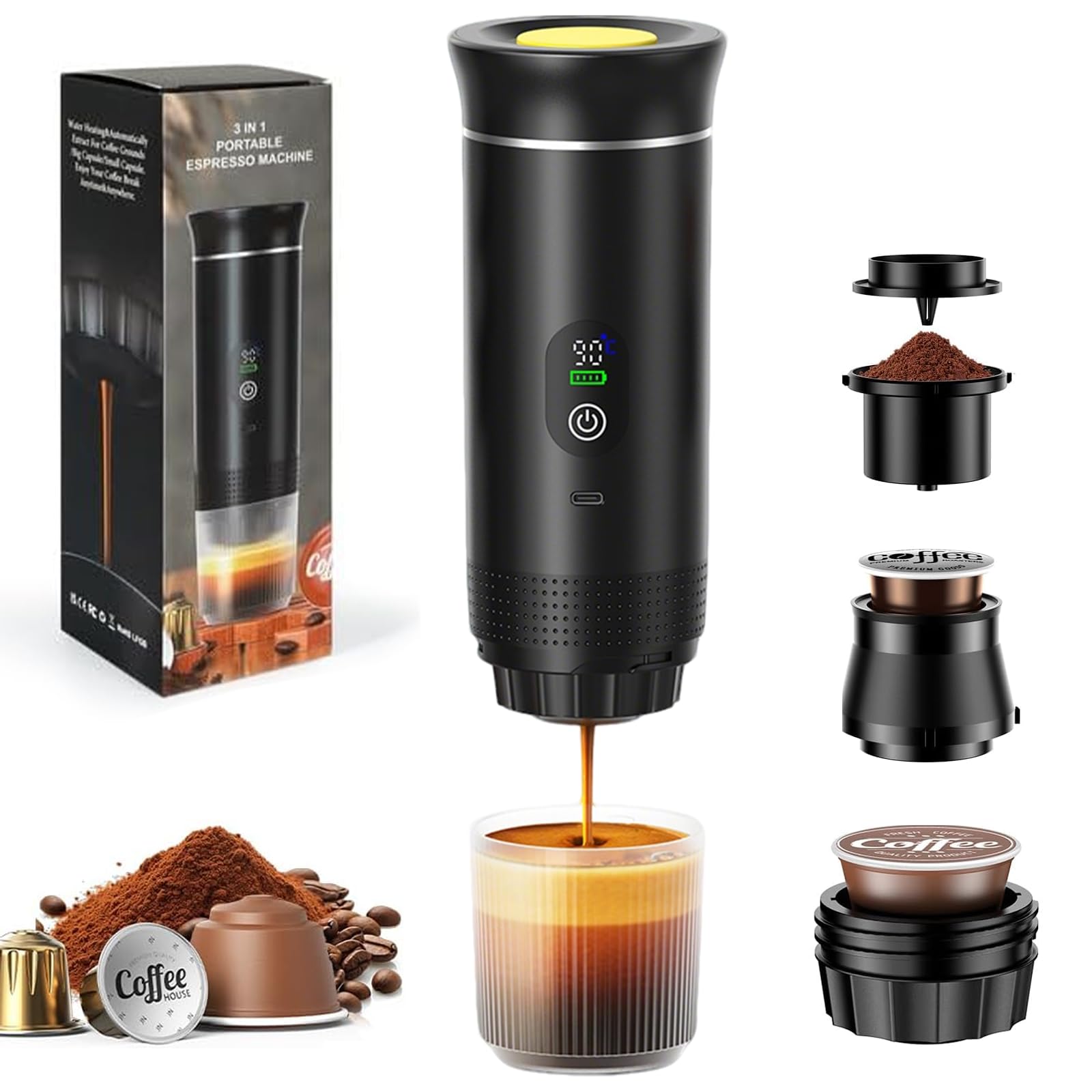 Machine à café pour capsules et café moulu afin de voyager léger