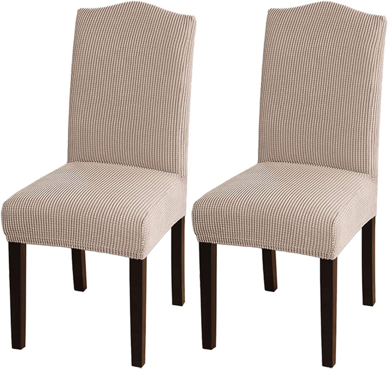 GAEA.TEX Dining Chair Covers Stretch Washable Removable Seat Slipcovers Protector for Dining Room Parson Chair (Set of 2, Sand)