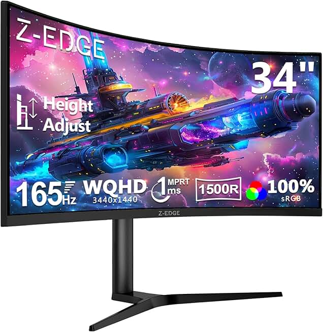 Z-Edge 34 Inch Ultrawide Curved Gaming Monitor 165Hz 1ms MPR