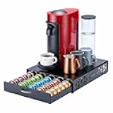 FlagShip for Nespresso Pod Holder Vertuo Capsule Storage Pod Organizer Coffee Bar Design And Coffee Machine Stand Black Metal(50 Pods Capacity)