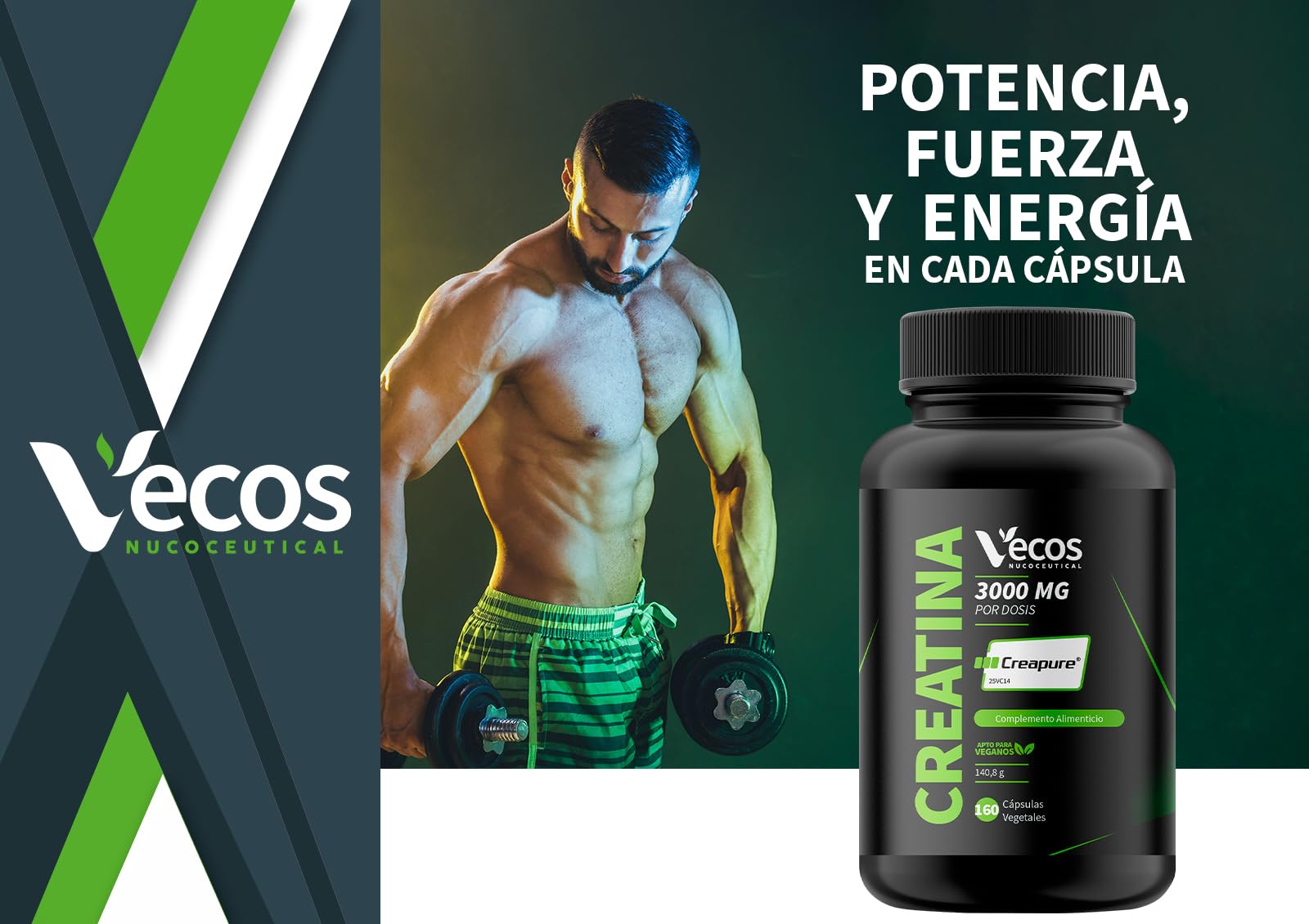 Creatina Monohidrato Creapure® 3000 mg en Cápsulas Vegetales – Alta Pureza Alemana para Fuerza, Energía y Recuperación (320 Cápsulas (2 Botes))