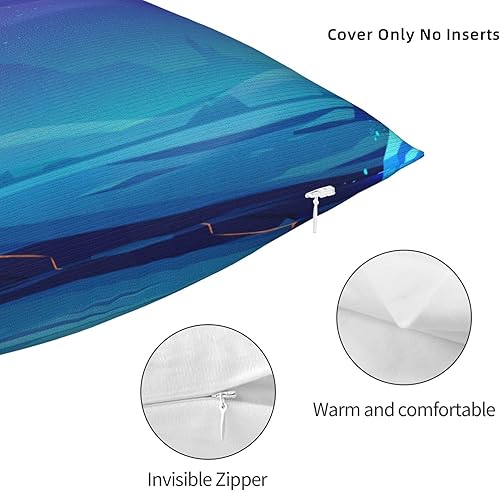 Miniatura 4 de YIPOCH Lindas fundas de almohada azules de ballena espacial, 26 x 26 pulgadas, fundas de cojín decorativas para sofá, fundas de almohada para