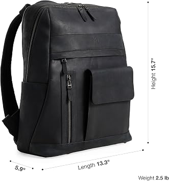 VELEZ Black Top Grain Leather Backpack + Garment Bag For Men