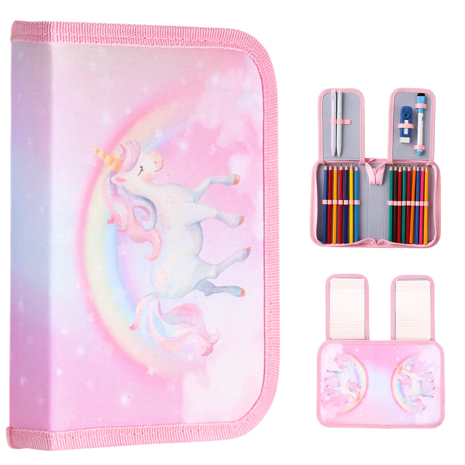 TranRantic Pink Zipper Pencil Case for Girls, Pencil Pouch (No Pencil)
