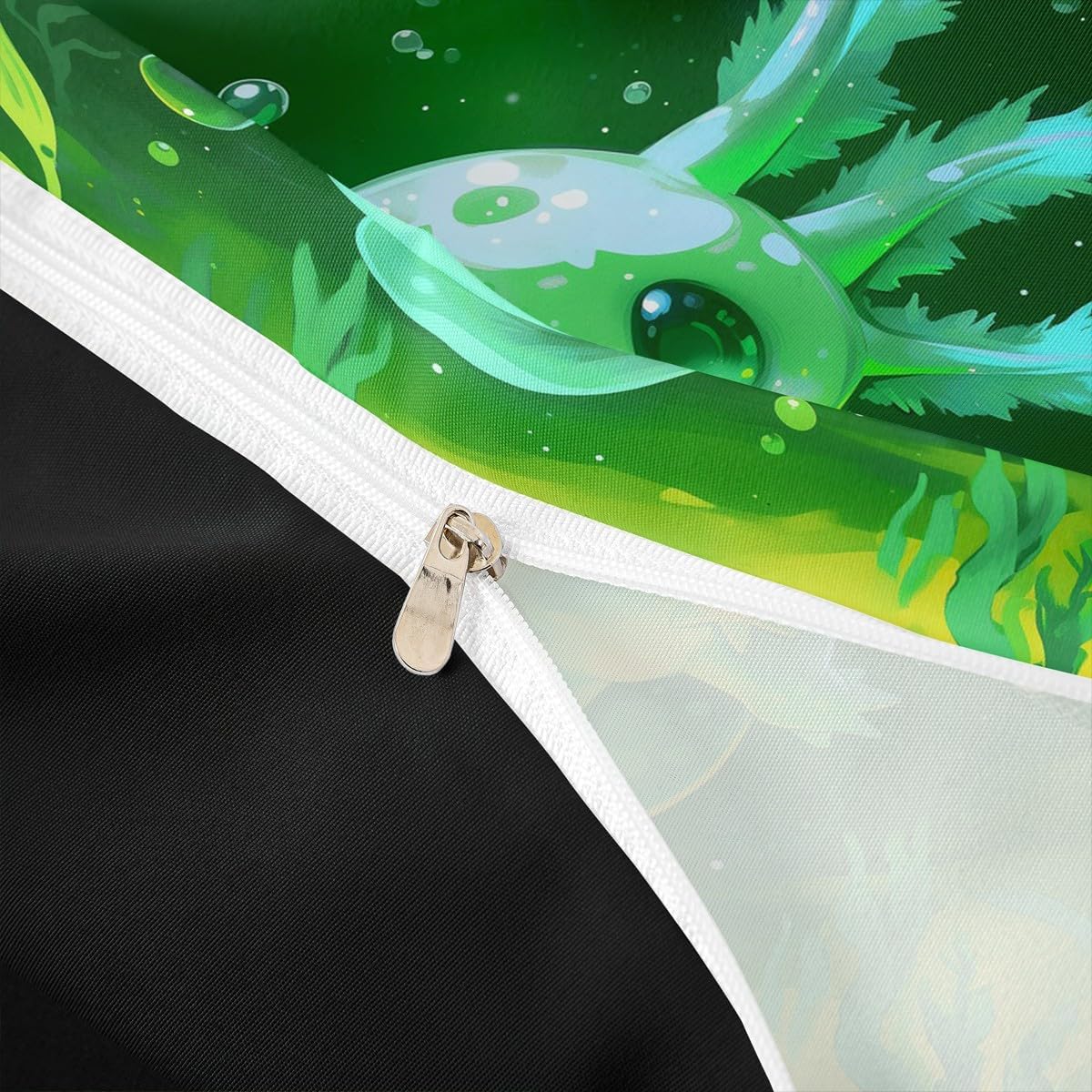 Erosebridal Axolotl Duvet Cover Twin Size Lovely Axolotls Bedding Set for Adults Men Boys Cute Sea Animal Comforter Cover Green Cartoon Ocean Seaweed Bubble Bedclothes