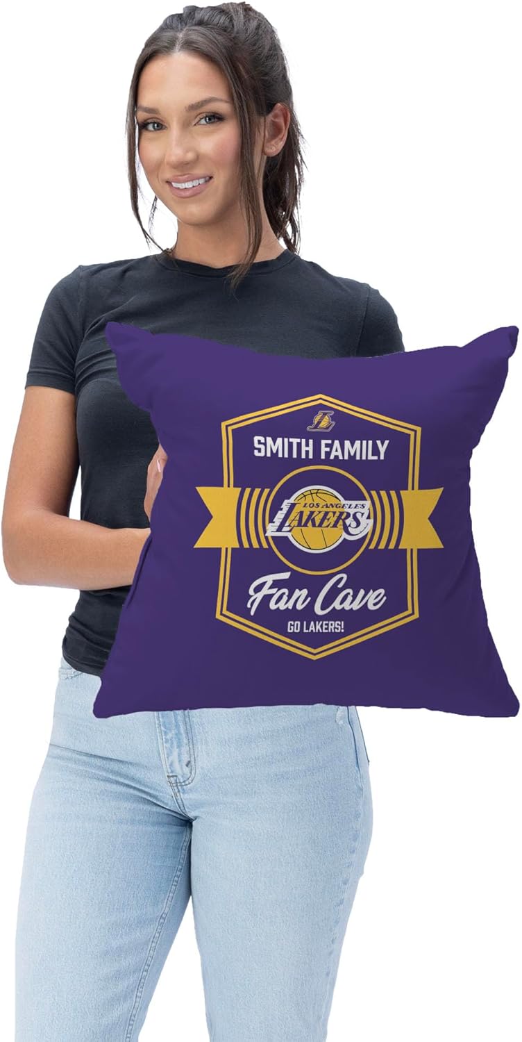 NORTHWEST NBA Los Angeles Lakers, Dominion, Personalized Throw Pillow, 18 x 18 Inches