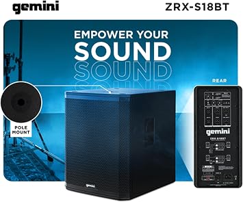 Gemini 18 Powered Subwoofer, 1200 Watts, Bluetooth TWS, DJ PA (ZRX-S18BT)